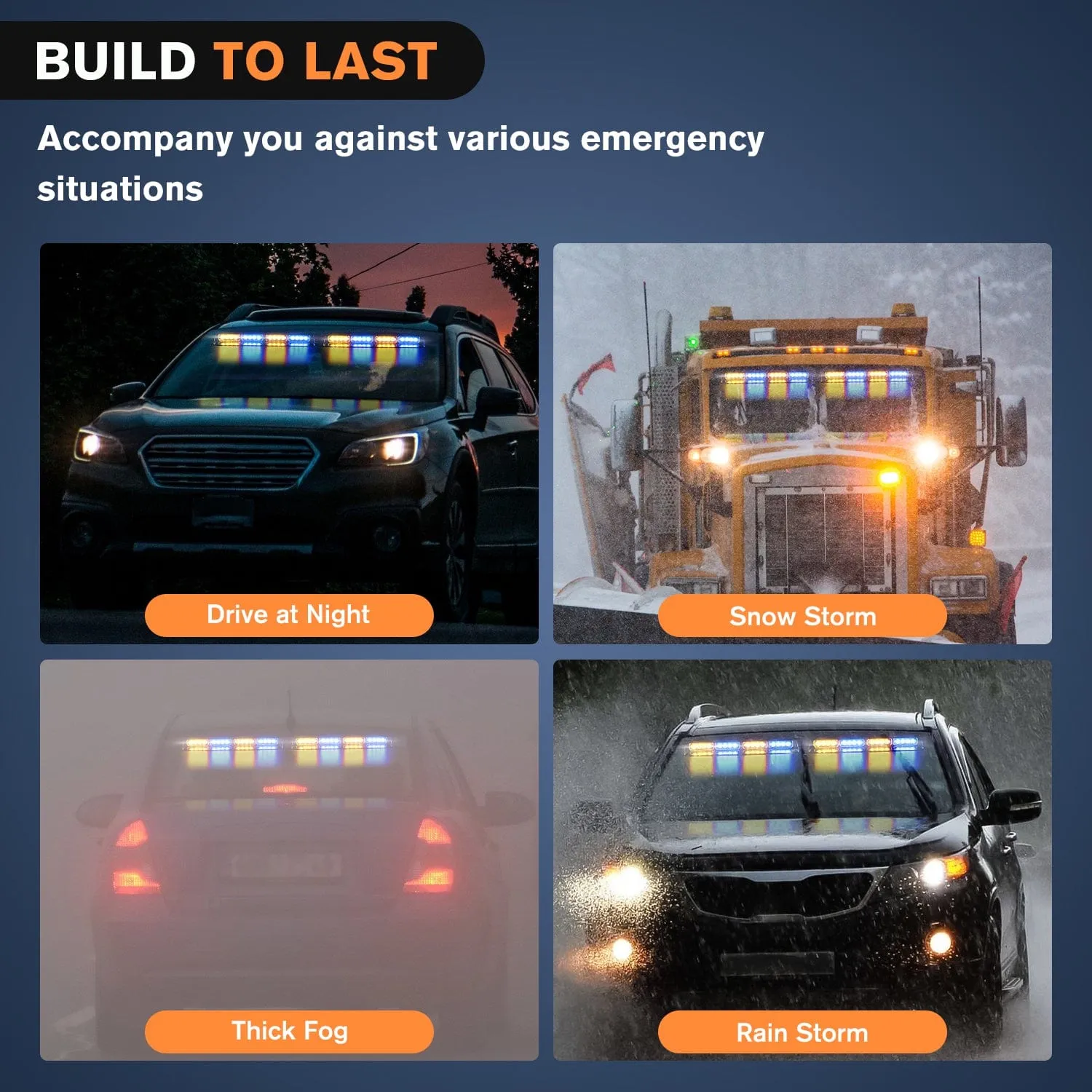 32LED Amber Blue Emergency Dash Strobe Lights with Controller Suction Cups
