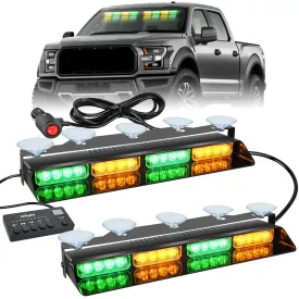 32LED Amber Green Emergency Dash Strobe Lights with Controller Suction Cups