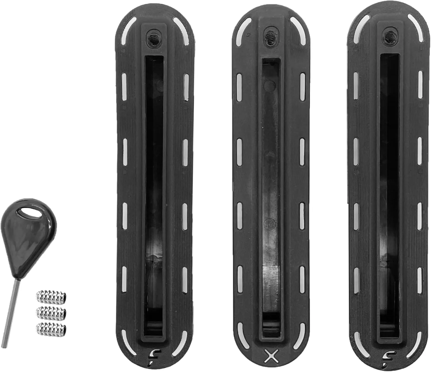 AQUBONA 3pcs/Set Single Tri Fins Box, Surfboard Fin Box Set with Screws Key, Surfing SUP Screw Surfboard Surf Fins Plugs Set, Paddle Board Fin Replacement, Multiple Colour (Black)