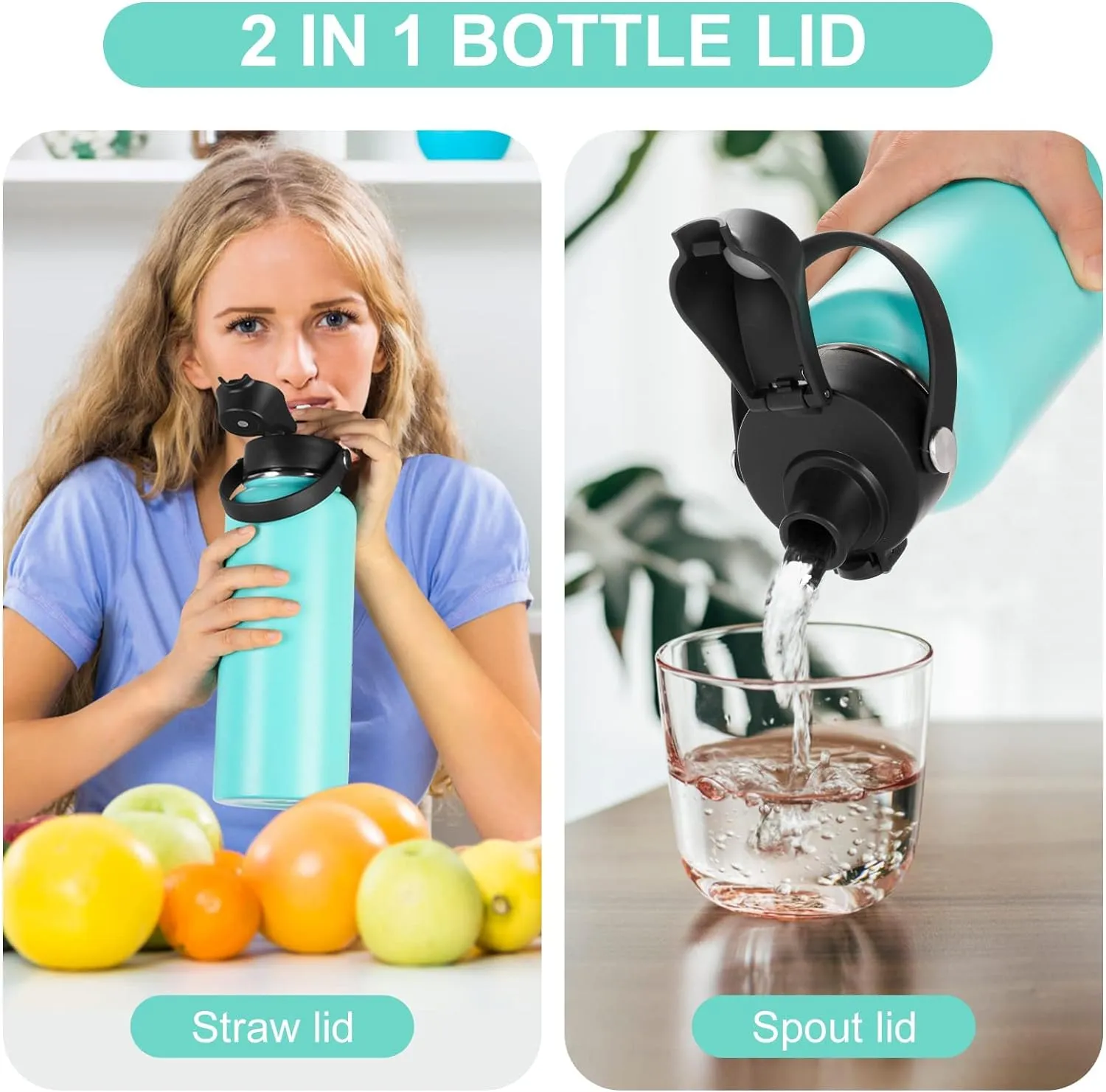 Auto Flip Lid for Hydro Flask Wide Mouth, Great Spout Lid for Simple Modern, Fits for Iron Flask and Other Brands, Replacement Lid with Button Lock