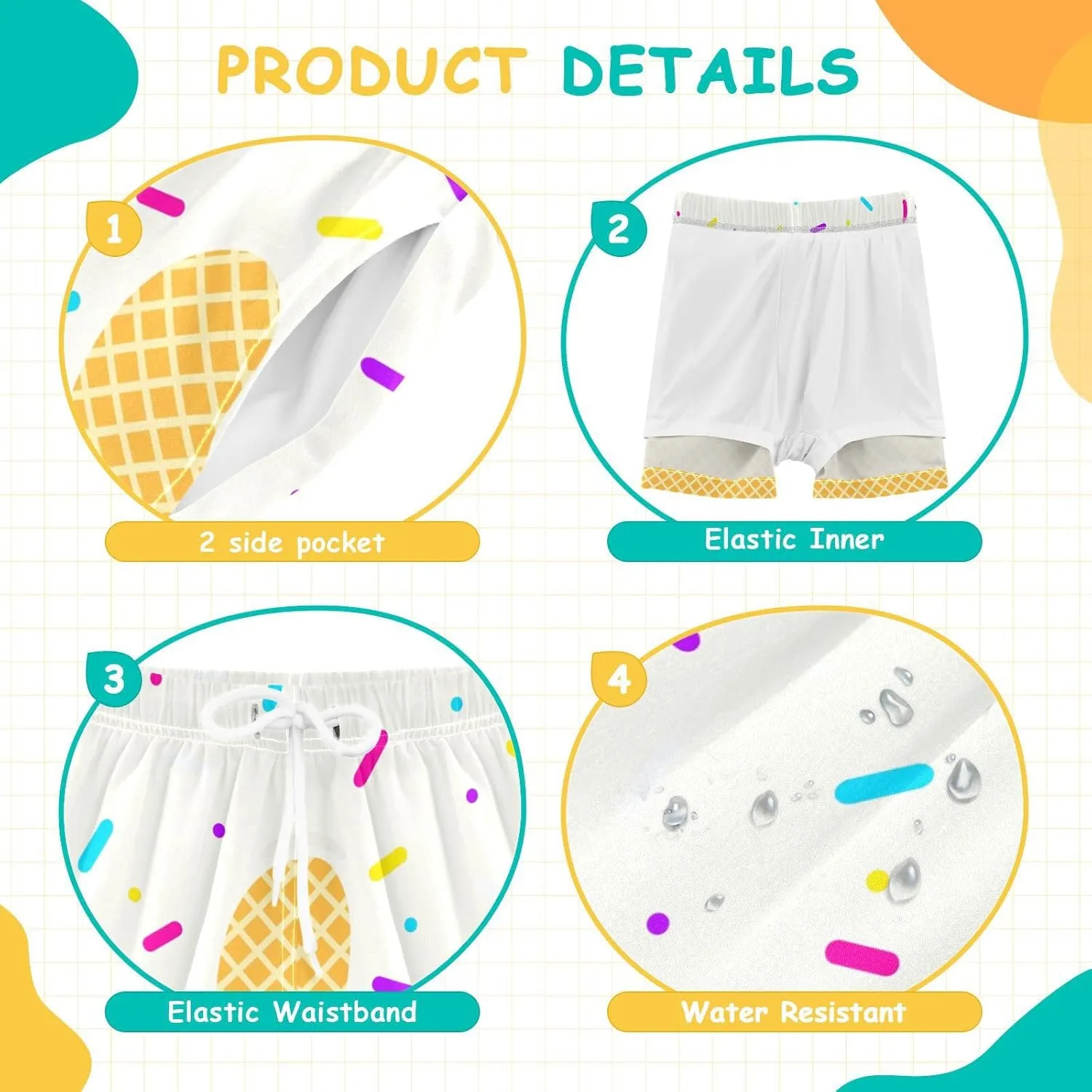 Boys' Board Shorts with Compression Liner Quick Dry Boys Swim Trunks Casual Shorts 4-13Y