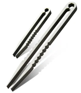 Canku 2pcs Mini Tweezers Portable Titanium Alloy EDC Survival Camping Outdoor Travel Tool(Silver) 