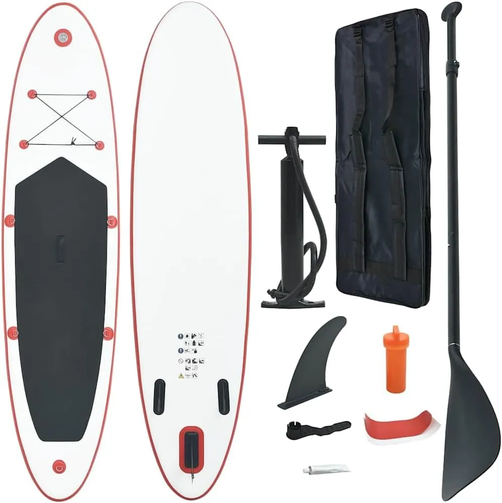 CHARMMA Stand Up Paddle Board Set SUP Surfboard Inflatable Red and White,Paddleboards-92201