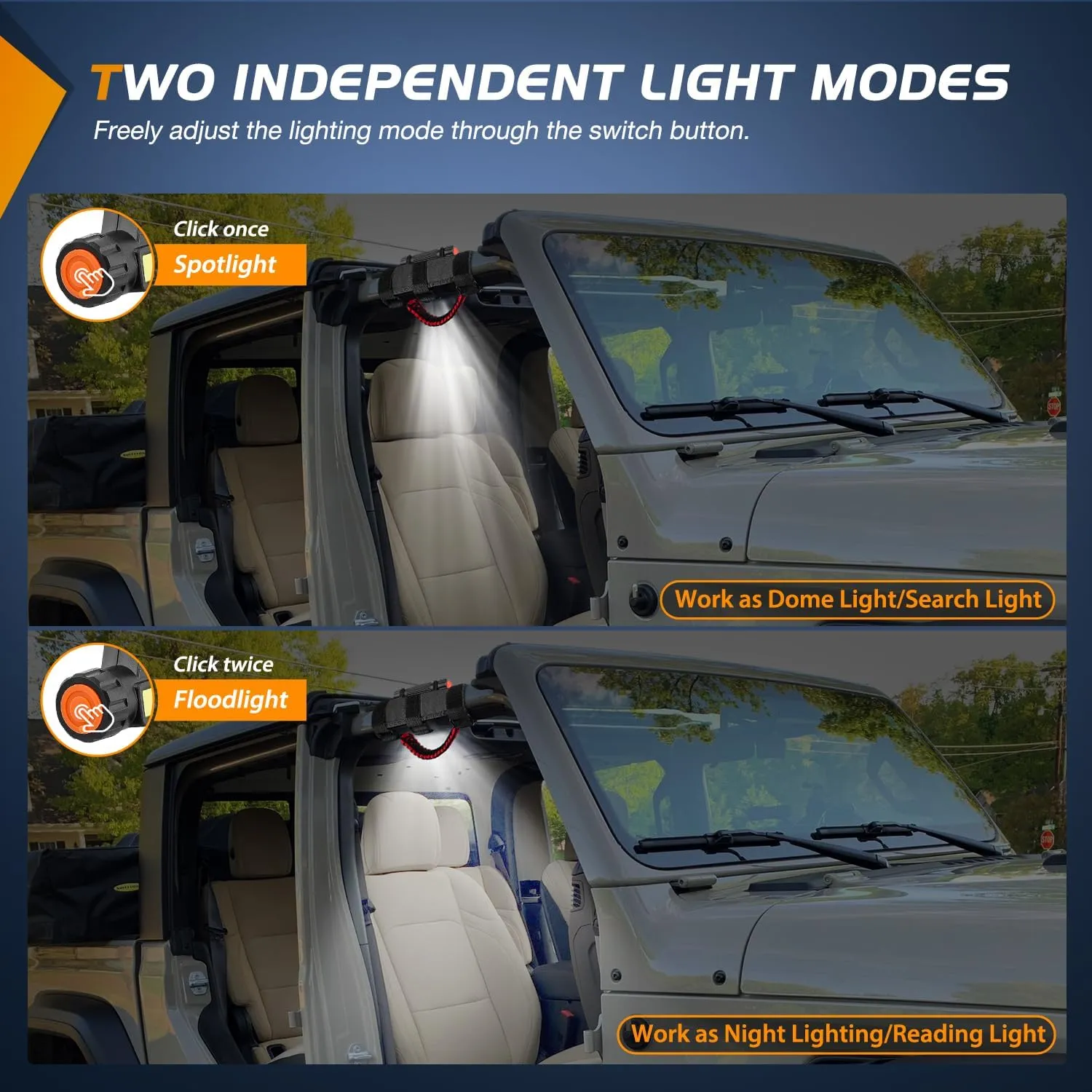 Dome Light Spot Flood Combo Universal 2in-4in Roll Bar Mount