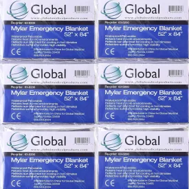 Emergency Mylar Thermal Blankets - Pack of 6 | Survival Space Fire Blankets for Outdoor Adventures, Marathons, First Aid | Waterproof & Windproof | Ideal for Camping & Hiking