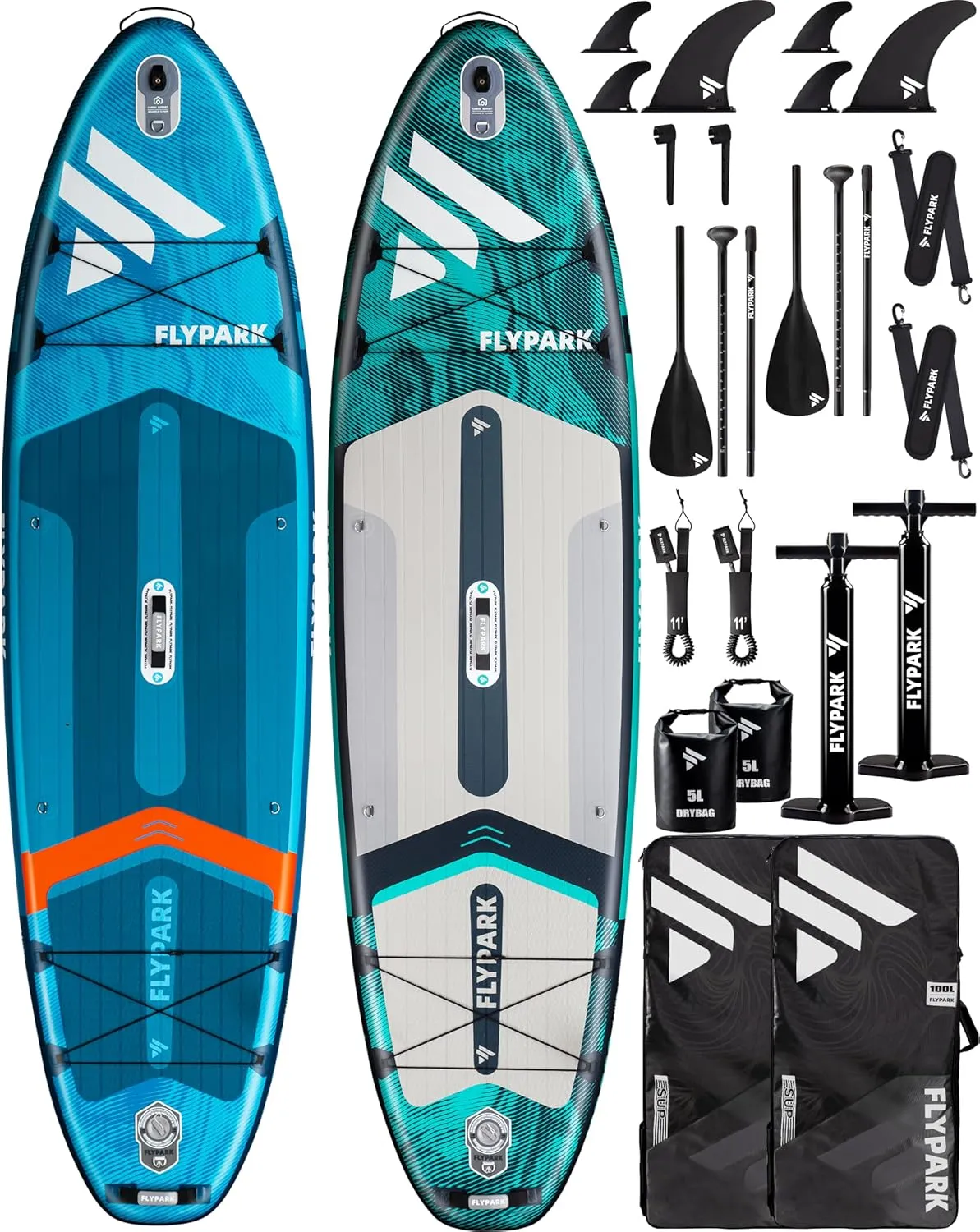 Family Bundles11'x35''Inflatable Stand Up Paddle Boards, All Accessories 2, 116L Backpack, Shoulder Strap, 2-Action Pump