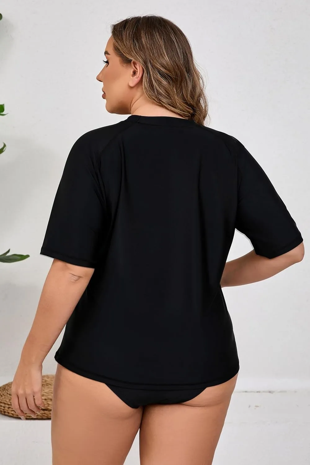 Halcurt Women's Plus Size Short Sleeve Rash Guard Swim Shirts Top Only Loose Fit Swim Tee UPF50  Swimsuit