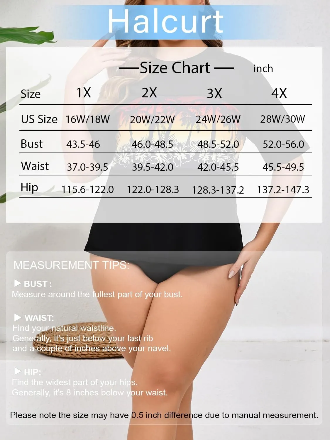 Halcurt Women's Plus Size Short Sleeve Rash Guard Swim Shirts Top Only Loose Fit Swim Tee UPF50  Swimsuit