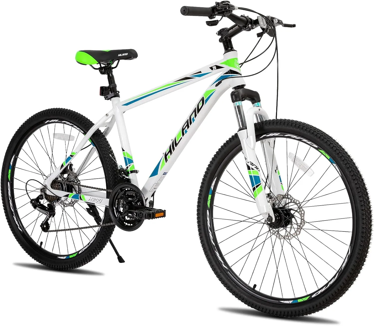 HILAND Mountain Bike, 3/6/Multi-Spokes, 21 Speeds Drivetrain, Aluminum Frame 26 Inch Wheels, Disc-Brake Bike for Men Women Men's MTB Bicycle