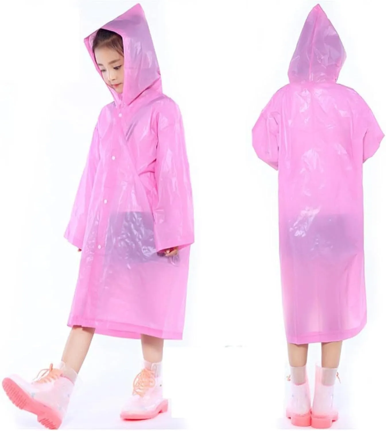 Kids Rain Ponchos, 3 Packs Portable Reusable Emergency Raincoats for 6-12 Years Old for Camping Hiking Traveling Backpacking