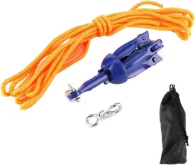 Marine Folding Anchoring Kit, 4?Tine Aluminium Alloy Anchor Rope Hook Storage Bag Watercraft Accessories for Boats Kayak Canoe Sailboat