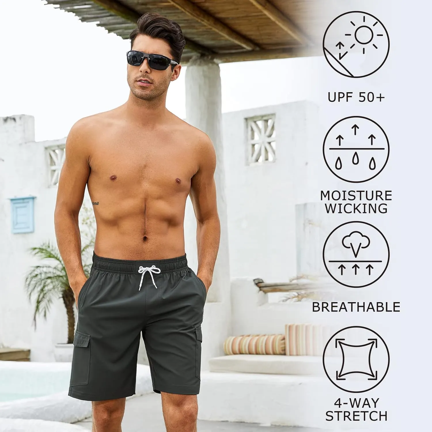 Men's 9" Swim Trunks UPF 50  Quick Dry Beach Board Shorts with Mesh Lining Lightweight Bathing Suits