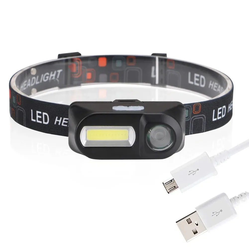 Mini COB LED Headlight Headlamp Portable Front Head Lamp Flashlight Outdoor Super Bright Torch Camping Hiking Night Fishing Lamp