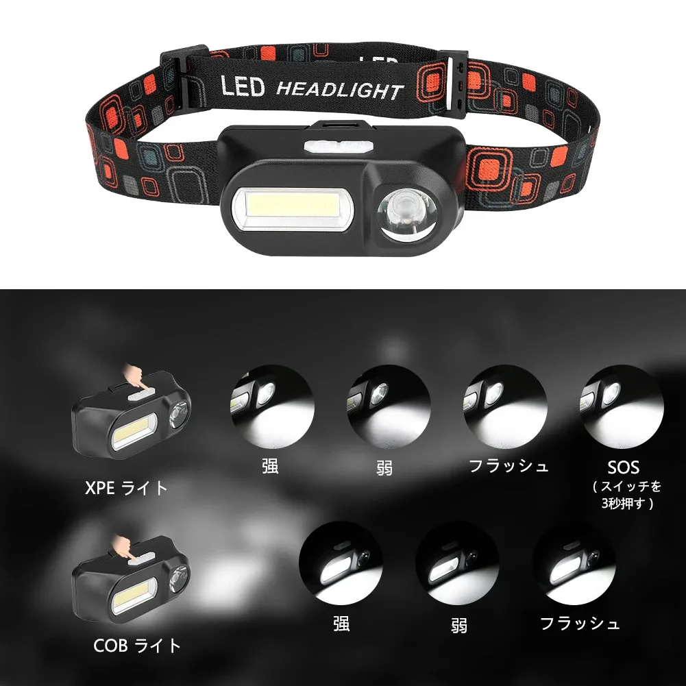 Mini COB LED Headlight Headlamp Portable Front Head Lamp Flashlight Outdoor Super Bright Torch Camping Hiking Night Fishing Lamp