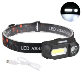 Mini COB LED Headlight Headlamp Portable Front Head Lamp Flashlight Outdoor Super Bright Torch Camping Hiking Night Fishing Lamp