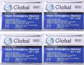 Mylar Survival Blankets - 4 Pack - Fire Blanket for Safety, Thermal Covers for Trekking, Marathons, Emergency Kits - Weatherproof, Reflective & Windproof