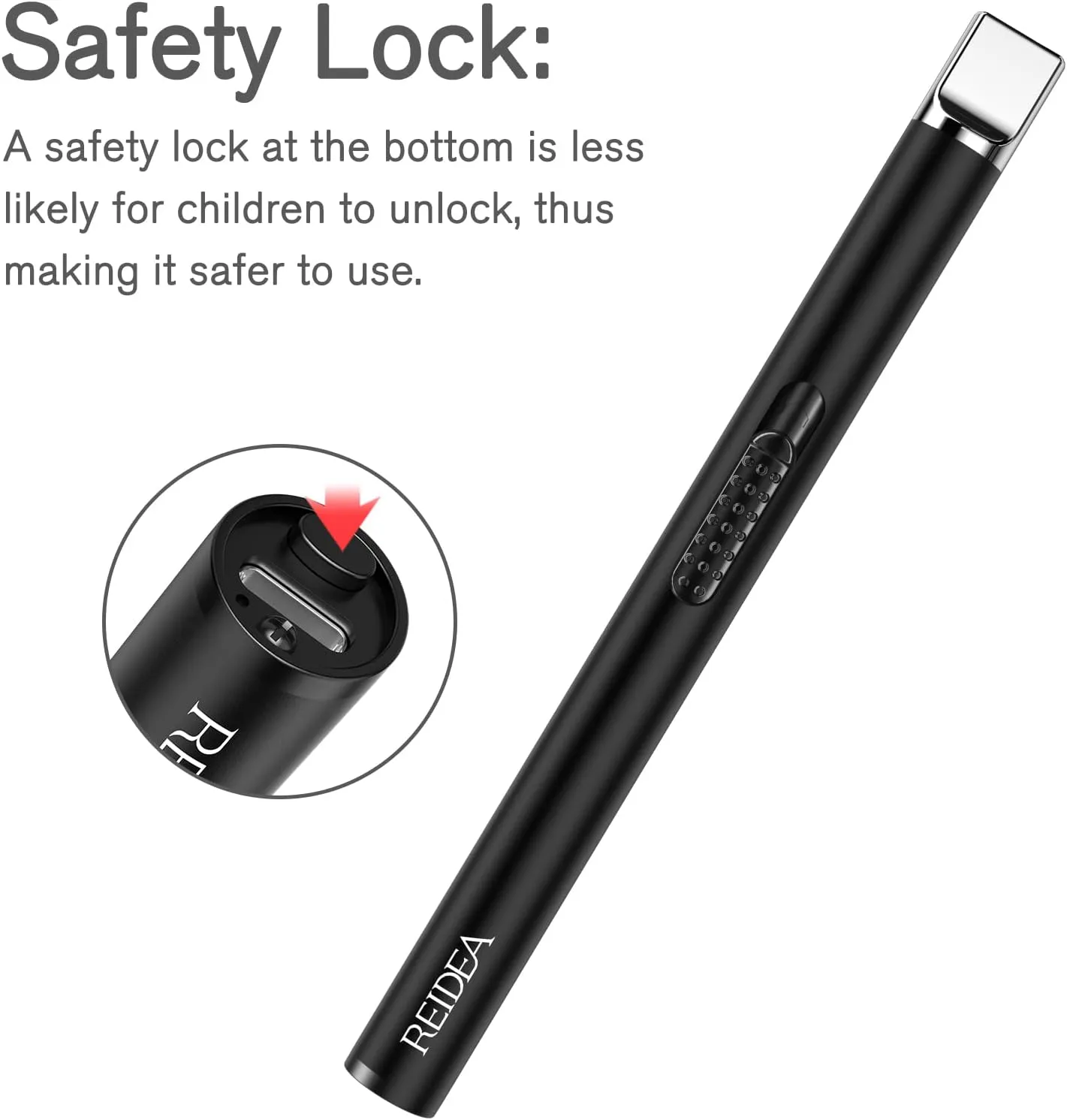 REIDEA Electric Lighter S4 Candle Lighter USB Rechargeable with Safety Switch, Flameless Portable Fast Heat Windproof Plasma Electronic Lighters, Perfect for Home Cooking BBQ Camping Stove Fireworks