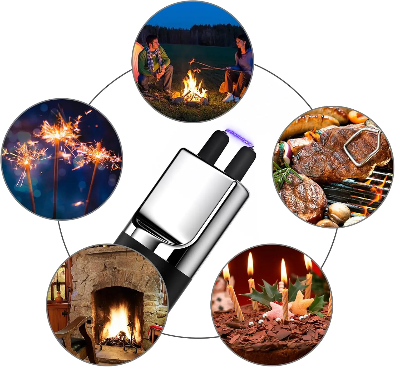 REIDEA Electric Lighter S4 Candle Lighter USB Rechargeable with Safety Switch, Flameless Portable Fast Heat Windproof Plasma Electronic Lighters, Perfect for Home Cooking BBQ Camping Stove Fireworks