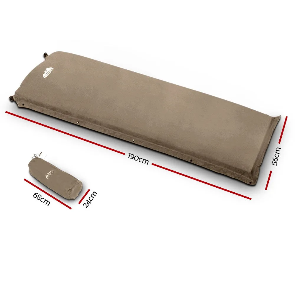 Self‑Inflating Mattress, Single, 10 cm Thick (Joinable), Coffee
