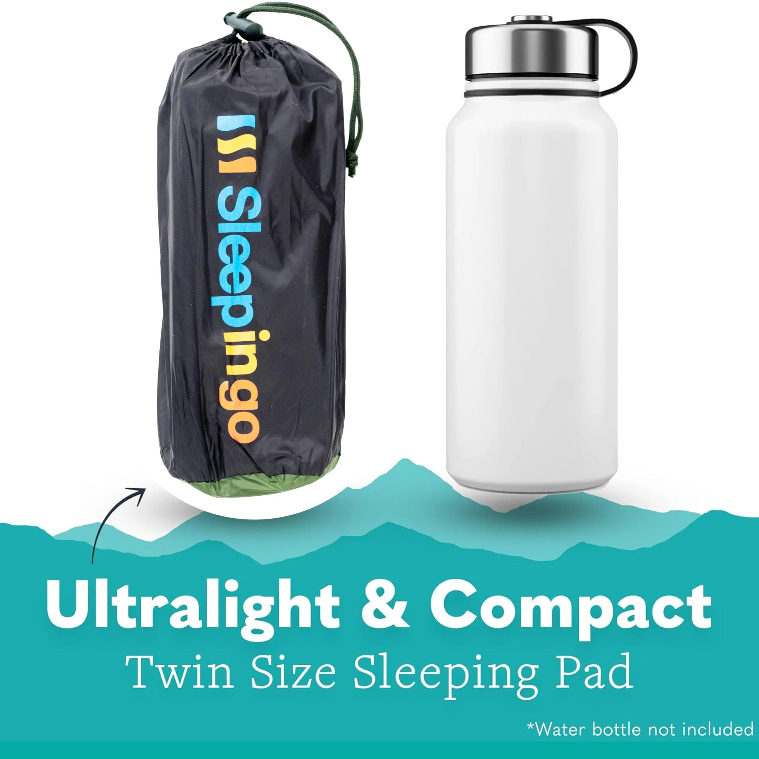 Sleeping Pad for Camping - Ultralight Sleeping Mat for Camping, Backpacking, Hiking - Lightweight, Inflatable Air Mattress - Compact Camping Mats for Sleeping- Green, 1pk