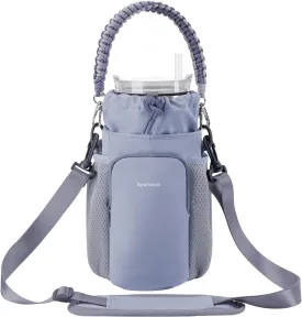 sportsnew Water Bottle Bag with Strap for 30/40oz Tumbler with Handle, 32/40/64 oz Without Handle Water Bottle Holder Carrier