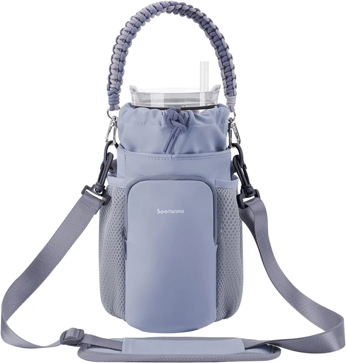 sportsnew Water Bottle Bag with Strap for 30/40oz Tumbler with Handle, 32/40/64 oz Without Handle Water Bottle Holder Carrier