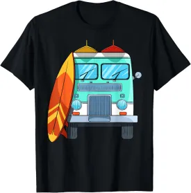 Surf Van Surfboard Palm Trees Surfing Surfer Waves Summer T-Shirt