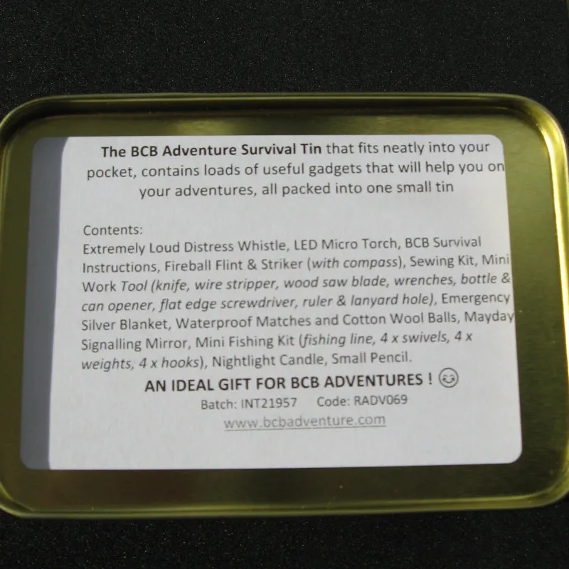 Survival: Adventure Survival Tin. New. Generic.