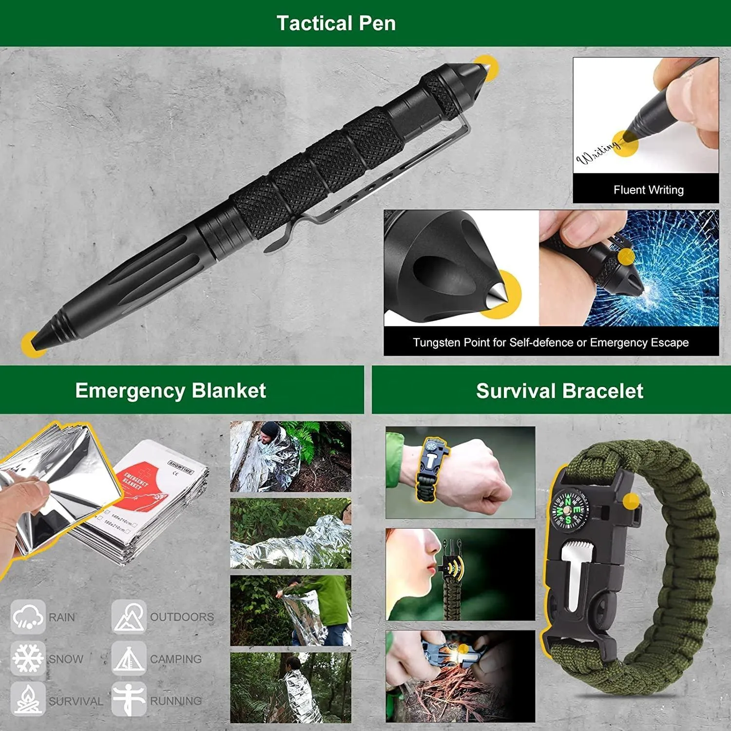 Survival Kit 34 in 1 Camping Accessories Survival Gear Outdoor Multi-Tool Gifts