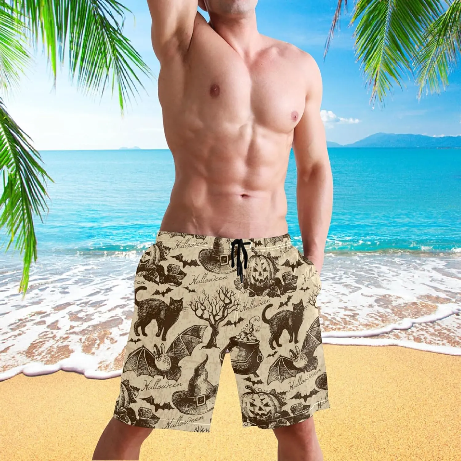 visesunny Stylish Summer Swim Trunks Men's Quick Dry Board Shorts Bathing Suit with Pockets for Men Boyfriends Youth